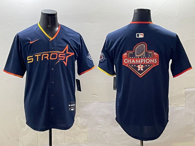 Men Houston Astros Blank Drak Blue Three generations Joint Name 2025 Nike MLB Jersey style 17